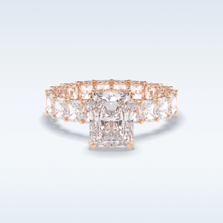 Elegant 3.0 CT Pave & Hidden Halo Engagement Ring Featuring Radiant Moissanite