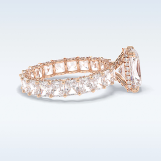 Elegant 3.0 CT Pave & Hidden Halo Engagement Ring Featuring Radiant Moissanite