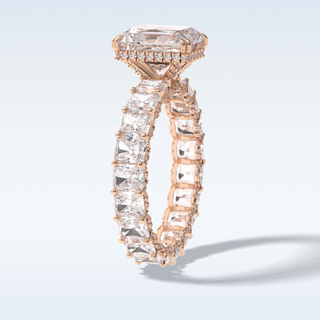 Elegant 3.0 CT Pave & Hidden Halo Engagement Ring Featuring Radiant Moissanite