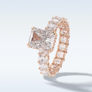 Elegant 3.0 CT Pave & Hidden Halo Engagement Ring Featuring Radiant Moissanite