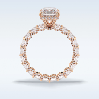 Elegant 3.0 CT Pave & Hidden Halo Engagement Ring Featuring Radiant Moissanite