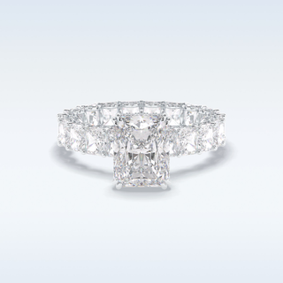 Elegant 3.0 CT Pave & Hidden Halo Engagement Ring Featuring Radiant Moissanite