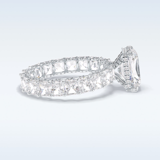 Elegant 3.0 CT Pave & Hidden Halo Engagement Ring Featuring Radiant Moissanite