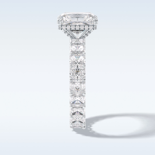 Elegant 3.0 CT Pave & Hidden Halo Engagement Ring Featuring Radiant Moissanite