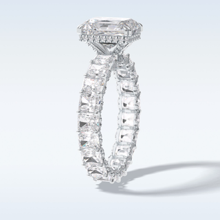 Elegant 3.0 CT Pave & Hidden Halo Engagement Ring Featuring Radiant Moissanite