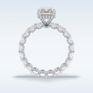 Elegant 3.0 CT Pave & Hidden Halo Engagement Ring Featuring Radiant Moissanite