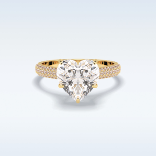 Elegant 3.0 CT Pave & Hidden Halo Engagement Ring Featuring Heart Moissanite