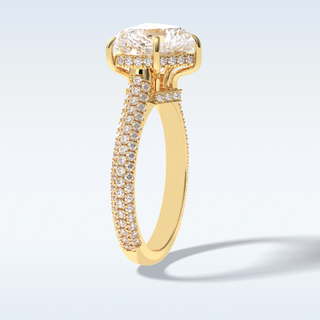 Elegant 3.0 CT Pave & Hidden Halo Engagement Ring Featuring Heart Moissanite
