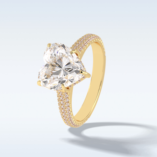 Elegant 3.0 CT Pave & Hidden Halo Engagement Ring Featuring Heart Moissanite
