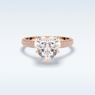 Elegant 3.0 CT Pave & Hidden Halo Engagement Ring Featuring Heart Moissanite