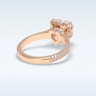 Elegant 3.0 CT Pave & Hidden Halo Engagement Ring Featuring Heart Moissanite