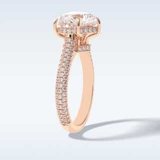 Elegant 3.0 CT Pave & Hidden Halo Engagement Ring Featuring Heart Moissanite