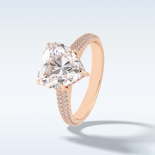 Elegant 3.0 CT Pave & Hidden Halo Engagement Ring Featuring Heart Moissanite