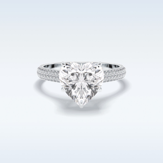 Elegant 3.0 CT Pave & Hidden Halo Engagement Ring Featuring Heart Moissanite