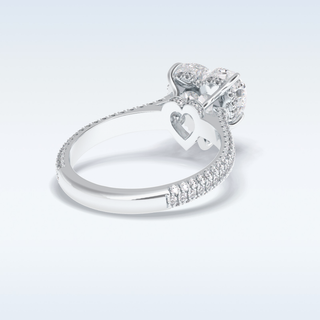 Elegant 3.0 CT Pave & Hidden Halo Engagement Ring Featuring Heart Moissanite