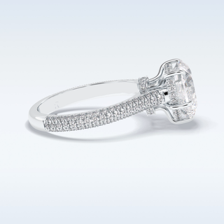 Elegant 3.0 CT Pave & Hidden Halo Engagement Ring Featuring Heart Moissanite