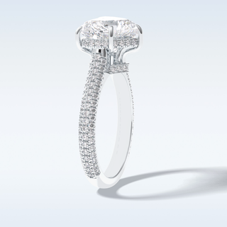 Elegant 3.0 CT Pave & Hidden Halo Engagement Ring Featuring Heart Moissanite