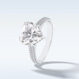 Elegant 3.0 CT Pave & Hidden Halo Engagement Ring Featuring Heart Moissanite
