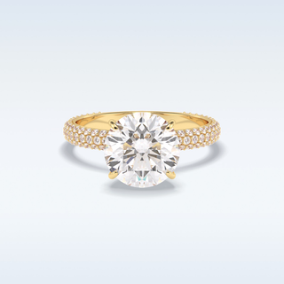 Elegant 3.0 CT Pave & Hidden Halo Engagement Ring Featuring Round Moissanite
