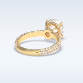Elegant 3.0 CT Pave & Hidden Halo Engagement Ring Featuring Round Moissanite