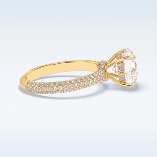 Elegant 3.0 CT Pave & Hidden Halo Engagement Ring Featuring Round Moissanite