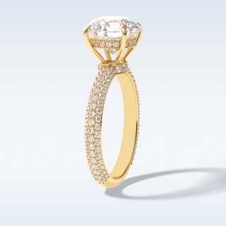 Elegant 3.0 CT Pave & Hidden Halo Engagement Ring Featuring Round Moissanite