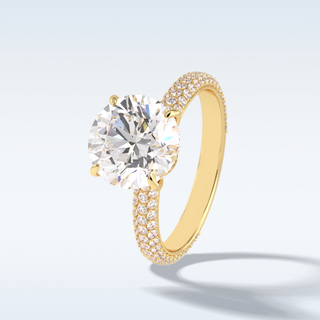 Elegant 3.0 CT Pave & Hidden Halo Engagement Ring Featuring Round Moissanite