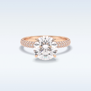 Elegant 3.0 CT Pave & Hidden Halo Engagement Ring Featuring Round Moissanite