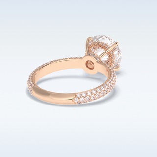 Elegant 3.0 CT Pave & Hidden Halo Engagement Ring Featuring Round Moissanite