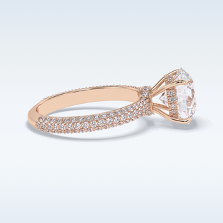 Elegant 3.0 CT Pave & Hidden Halo Engagement Ring Featuring Round Moissanite