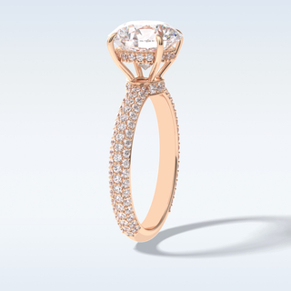 Elegant 3.0 CT Pave & Hidden Halo Engagement Ring Featuring Round Moissanite