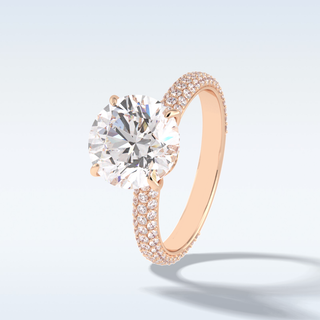 Elegant 3.0 CT Pave & Hidden Halo Engagement Ring Featuring Round Moissanite