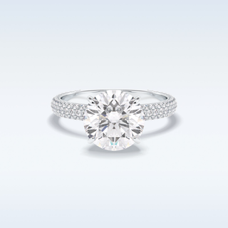 Elegant 3.0 CT Pave & Hidden Halo Engagement Ring Featuring Round Moissanite