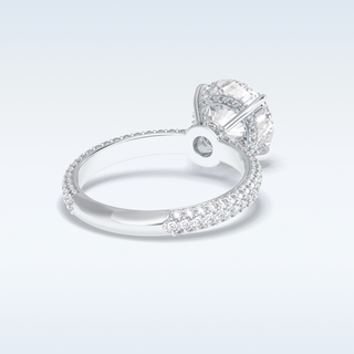 Elegant 3.0 CT Pave & Hidden Halo Engagement Ring Featuring Round Moissanite