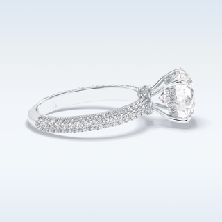 Elegant 3.0 CT Pave & Hidden Halo Engagement Ring Featuring Round Moissanite