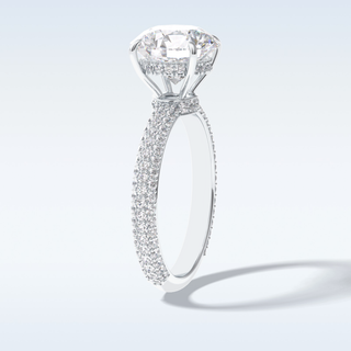 Elegant 3.0 CT Pave & Hidden Halo Engagement Ring Featuring Round Moissanite