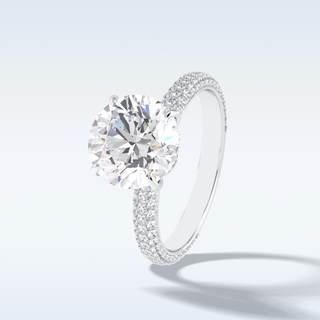 Elegant 3.0 CT Pave & Hidden Halo Engagement Ring Featuring Round Moissanite