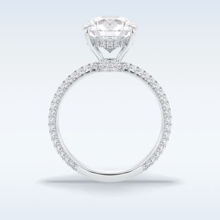 Elegant 3.0 CT Pave & Hidden Halo Engagement Ring Featuring Round Moissanite