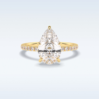 Elegant 3.05 CT Pave & Hidden Halo Engagement Ring Featuring Pear Moissanite