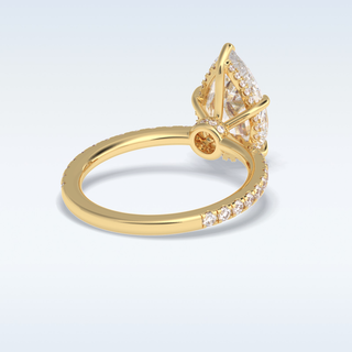 Elegant 3.05 CT Pave & Hidden Halo Engagement Ring Featuring Pear Moissanite