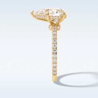 Elegant 3.05 CT Pave & Hidden Halo Engagement Ring Featuring Pear Moissanite