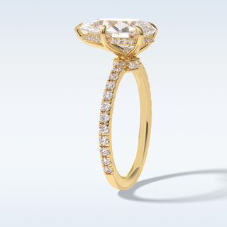 Elegant 3.05 CT Pave & Hidden Halo Engagement Ring Featuring Pear Moissanite