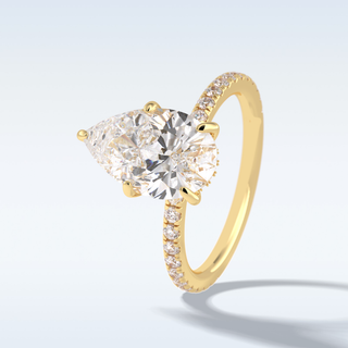 Elegant 3.05 CT Pave & Hidden Halo Engagement Ring Featuring Pear Moissanite
