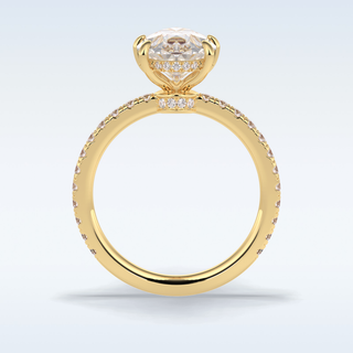 Elegant 3.05 CT Pave & Hidden Halo Engagement Ring Featuring Pear Moissanite