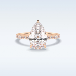 Elegant 3.05 CT Pave & Hidden Halo Engagement Ring Featuring Pear Moissanite