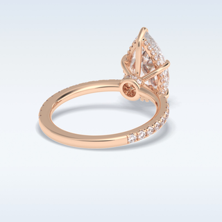 Elegant 3.05 CT Pave & Hidden Halo Engagement Ring Featuring Pear Moissanite