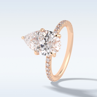 Elegant 3.05 CT Pave & Hidden Halo Engagement Ring Featuring Pear Moissanite