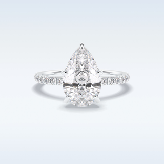 Elegant 3.05 CT Pave & Hidden Halo Engagement Ring Featuring Pear Moissanite