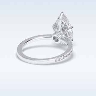 Elegant 3.05 CT Pave & Hidden Halo Engagement Ring Featuring Pear Moissanite
