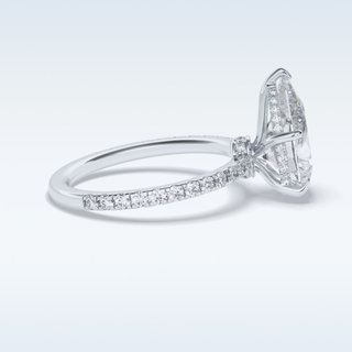 Elegant 3.05 CT Pave & Hidden Halo Engagement Ring Featuring Pear Moissanite